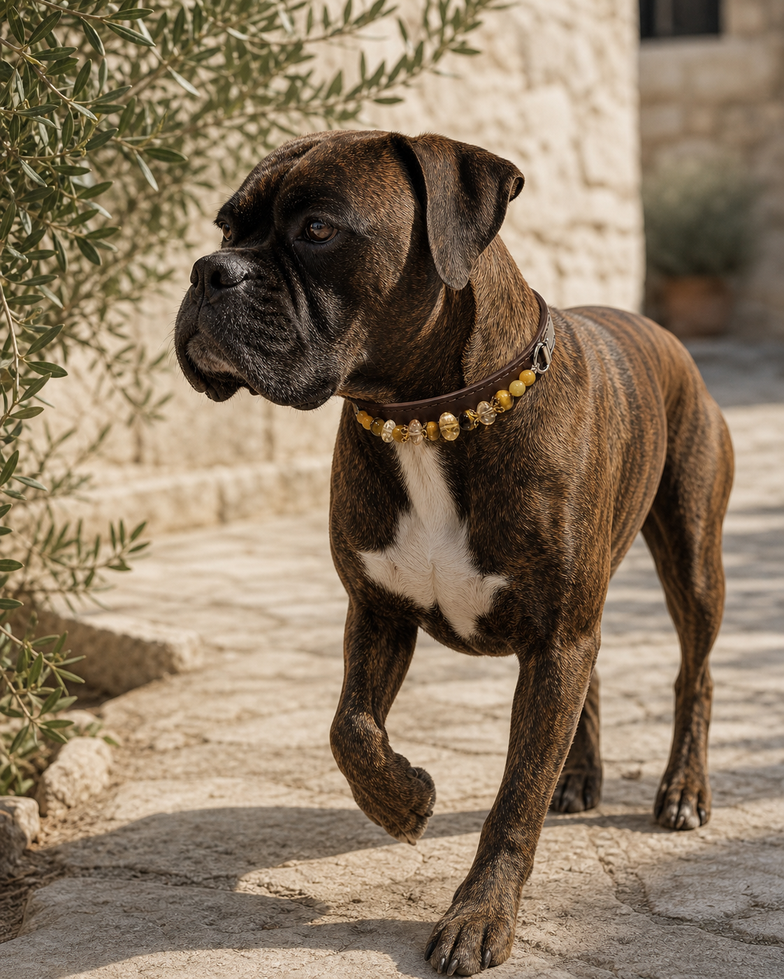 Tiger Eye & Golden Tower Crystal Pet Collar