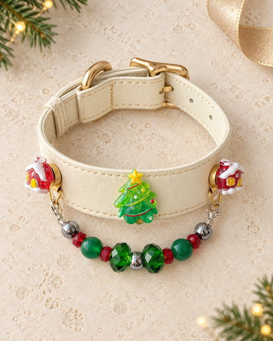 Christmas Tree Magnetic Snap-On Charm Collar Set