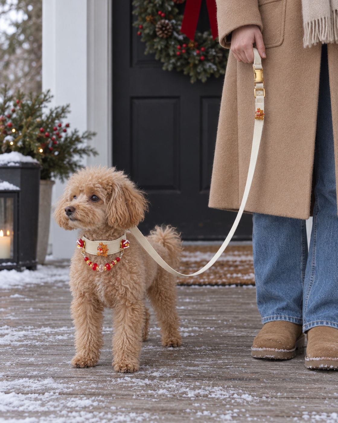 Reindeer Magnetic Snap-On Charm Collar Set