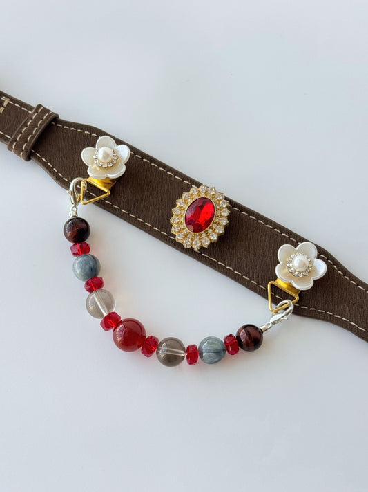 Red Agate Magnetic Charm Pet Collar Set