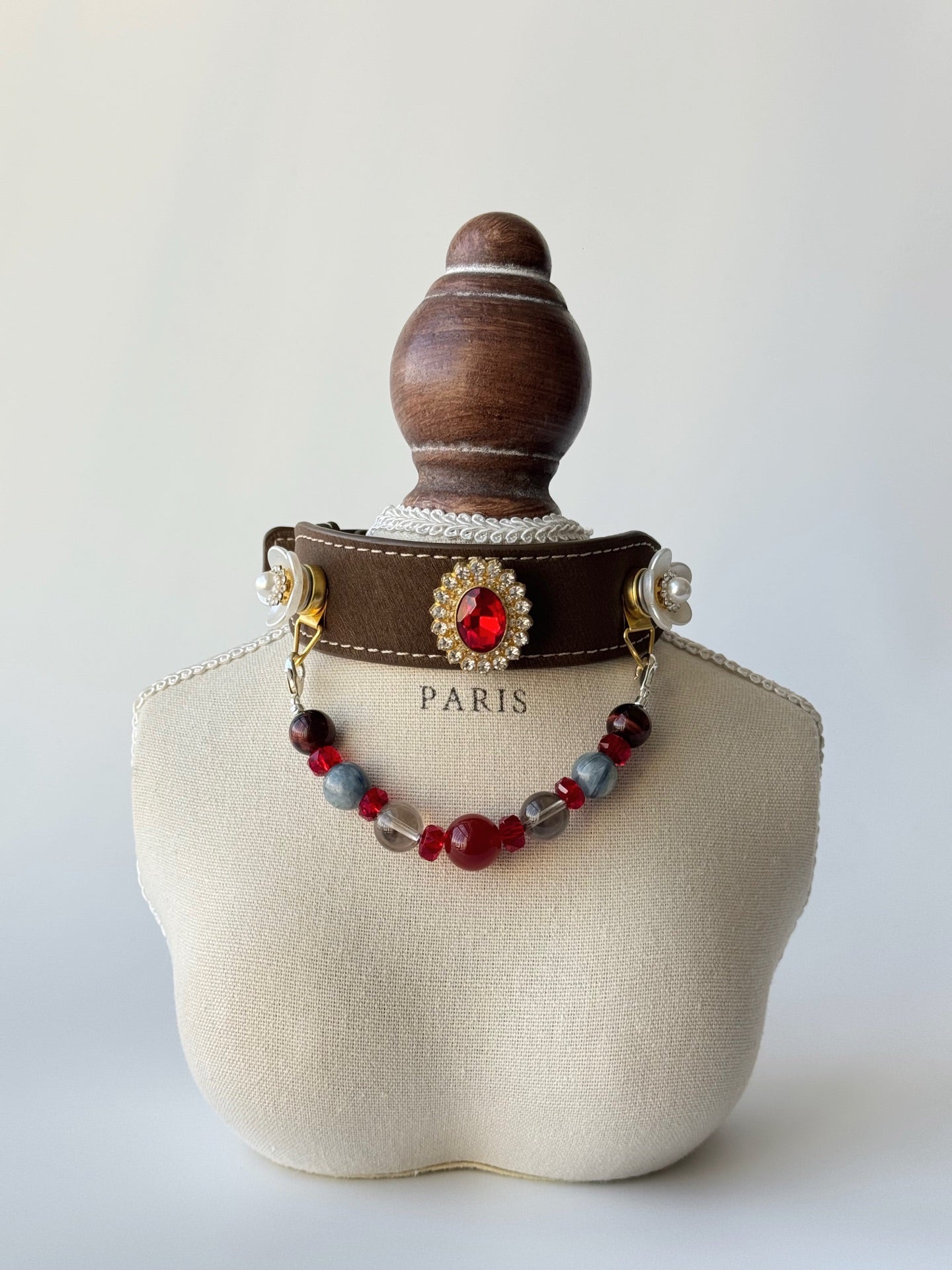 Red Agate Magnetic Charm Pet Collar Set