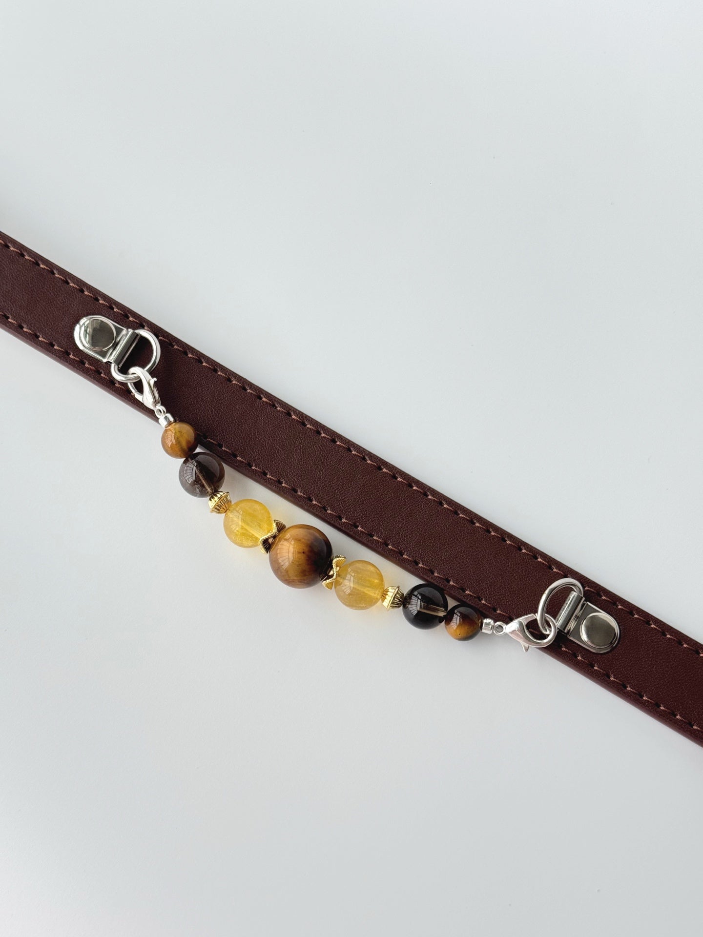 Tiger Eye, Tea Quartz & Yellow Fluorite Crystal Pet Collar