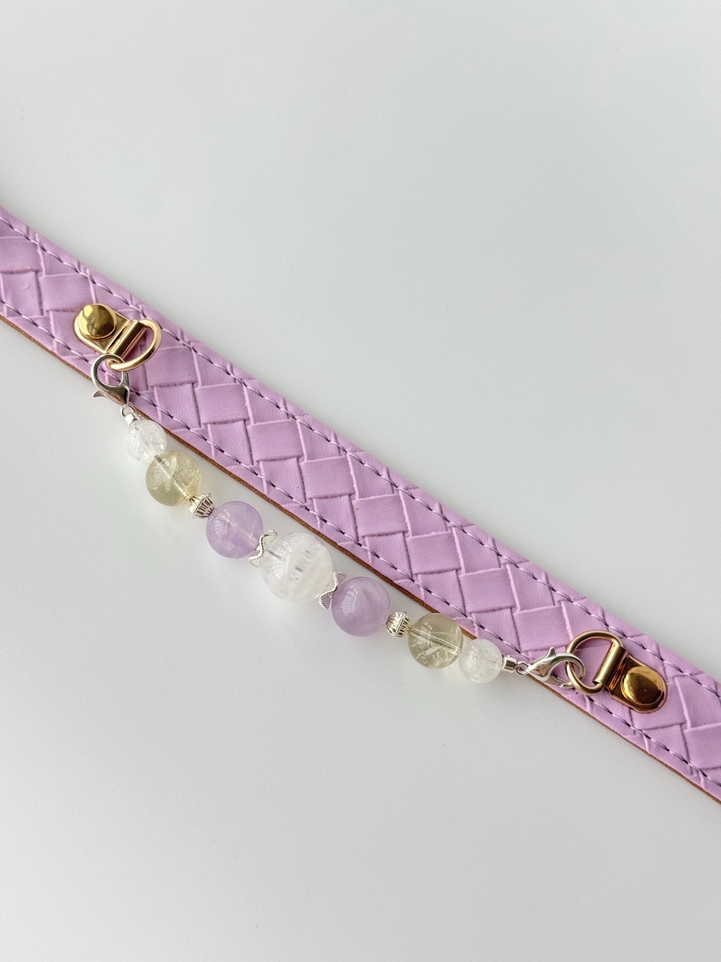 White Phantom, Purple Grass & Yellow Azeztulite Crystal Pet Collar