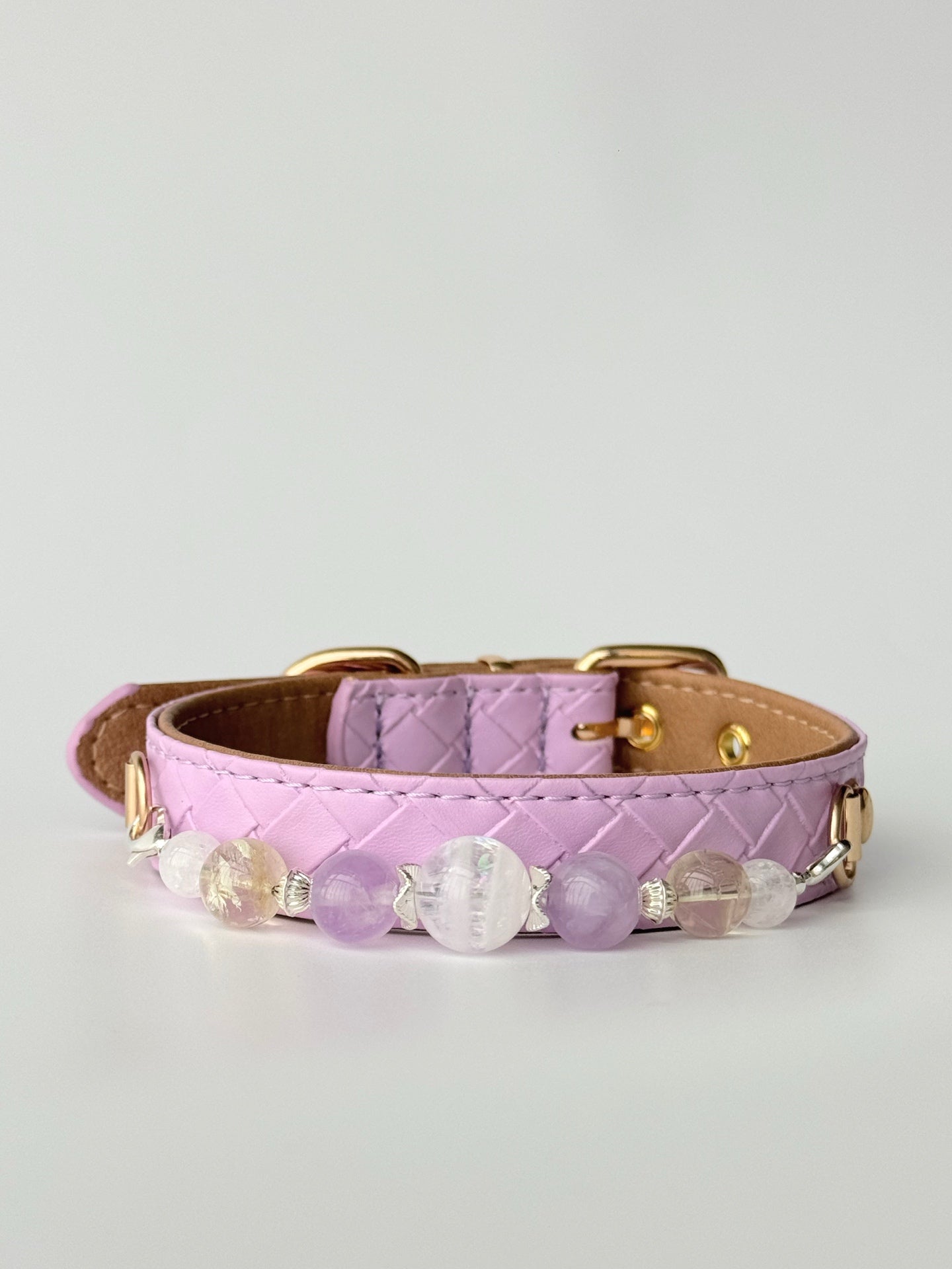 White Phantom, Purple Grass & Yellow Azeztulite Crystal Pet Collar