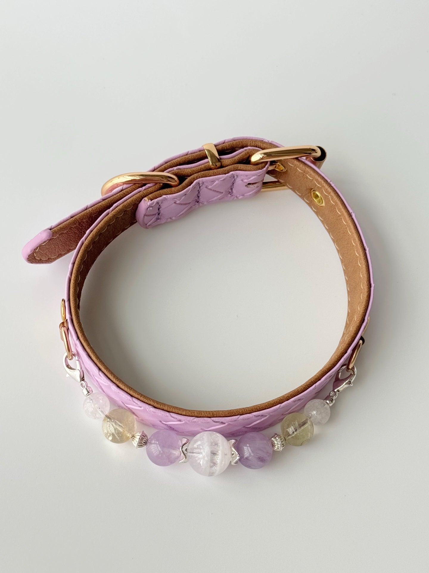 White Phantom, Purple Grass & Yellow Azeztulite Crystal Pet Collar